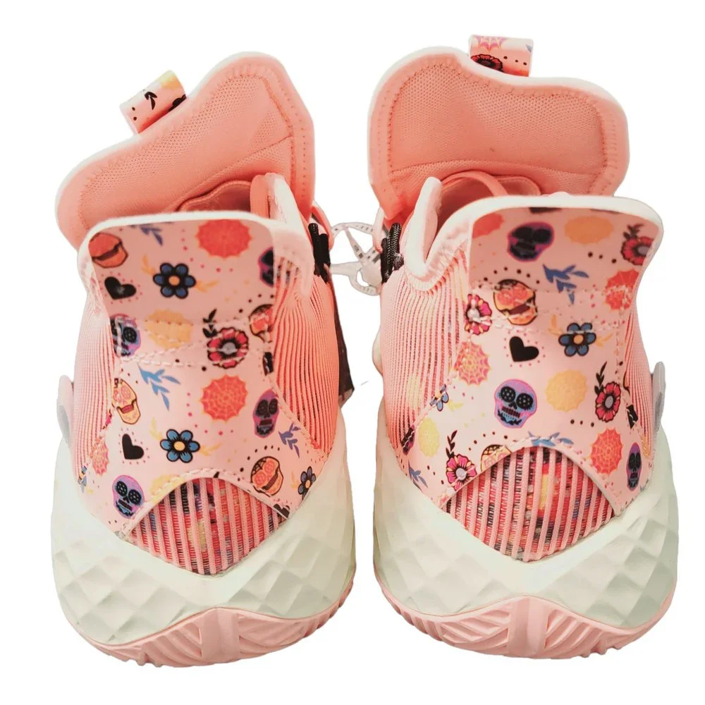 Adidas Mens Pink Pro Boost Low Day Of The Dead Lace Up Basketball Shoes Size 8.5